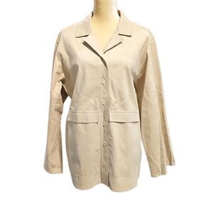 Ultrasuede Suede Leather Button Down Shirt Jacket, Size 14, Vintage